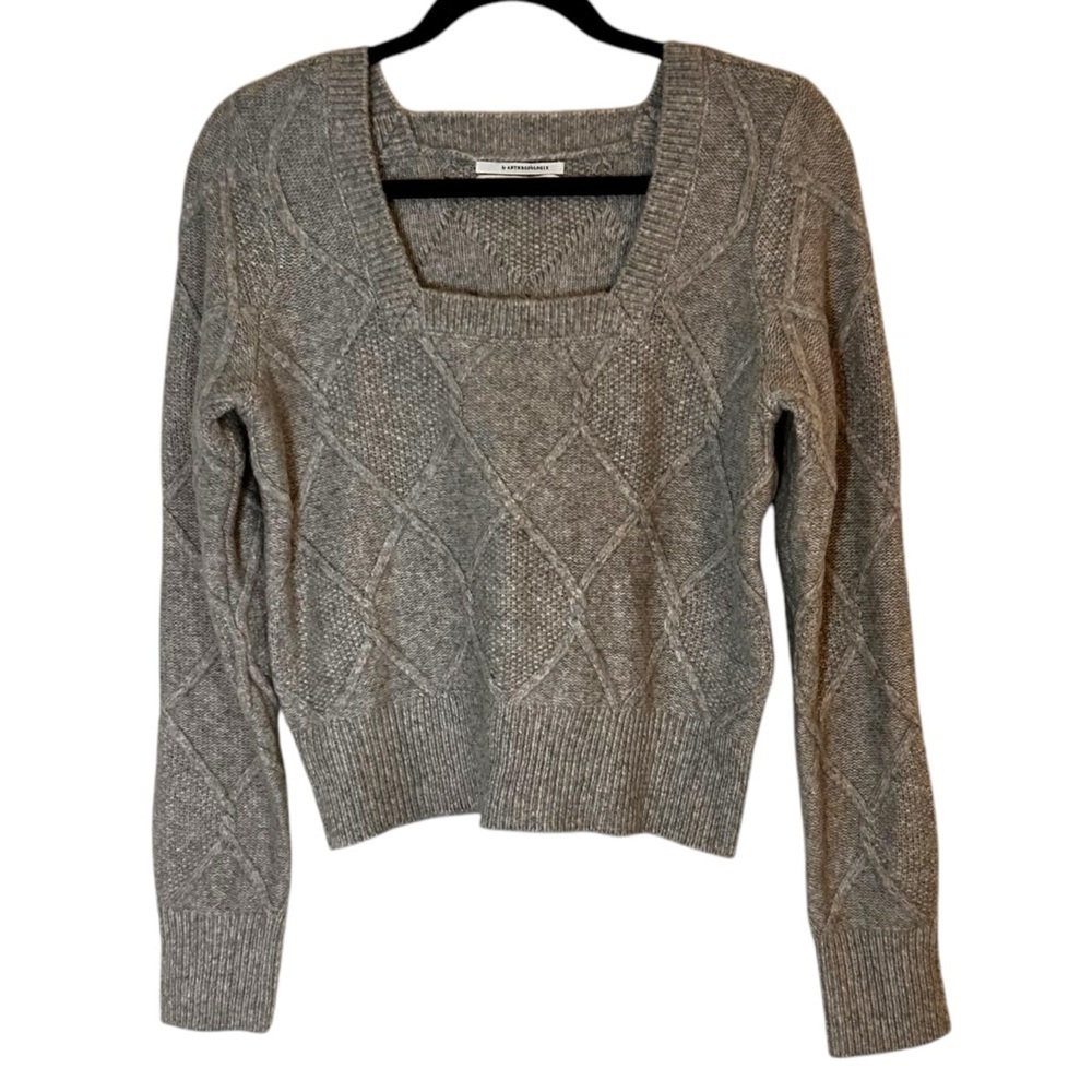 Anthropologie Women's Square Neck Cable Knit Sweater- Size Small